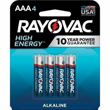 RAYOVAC Batteries, High-Energy, Alkaline, AAA, BE/SR, 4PK RAY8244T